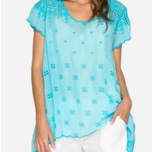 Johnny Was Darla Embroidered Scoop Eyelet Tunic Size S - Picture 1 of 12